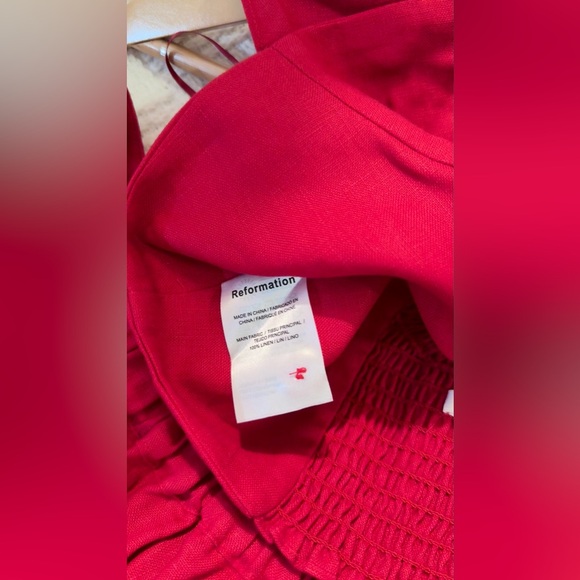 Reformation Teya Linen Two Piece In Cherry, size 2, brand new, never worn. - Picture 14 of 14